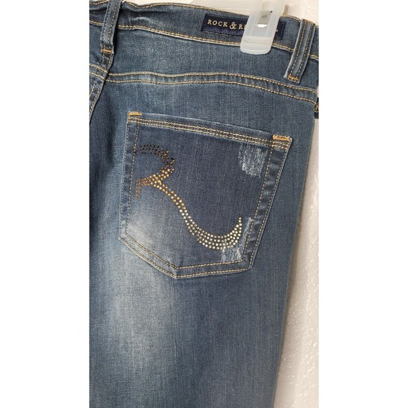 Rock & Republic Jeans Womens 10 Mid Rise Berlin Straight Rinse Wash Blue Denim - Picture 8 of 15